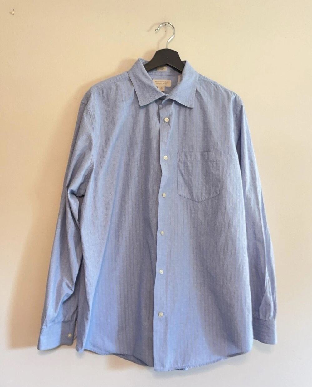 Banana Republic Dress Shirt Mens XL Blue Stripe Classic Fit Cotton Button Up